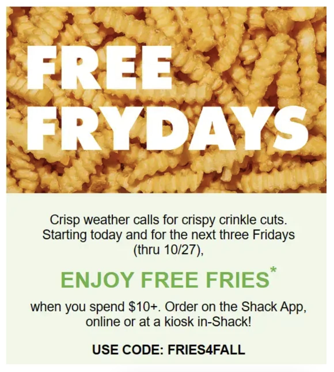 Get Cheap Fries from Shake Shack this Fall